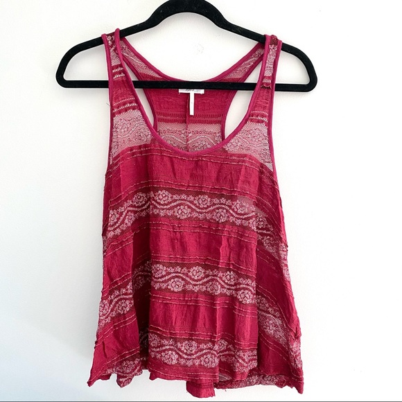Red Shimmery Semi-Sheer Tank, Large - Picture 1 of 6